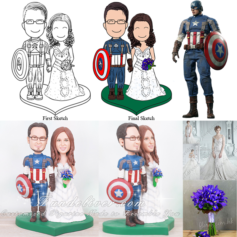 Captain America wedding cake topper